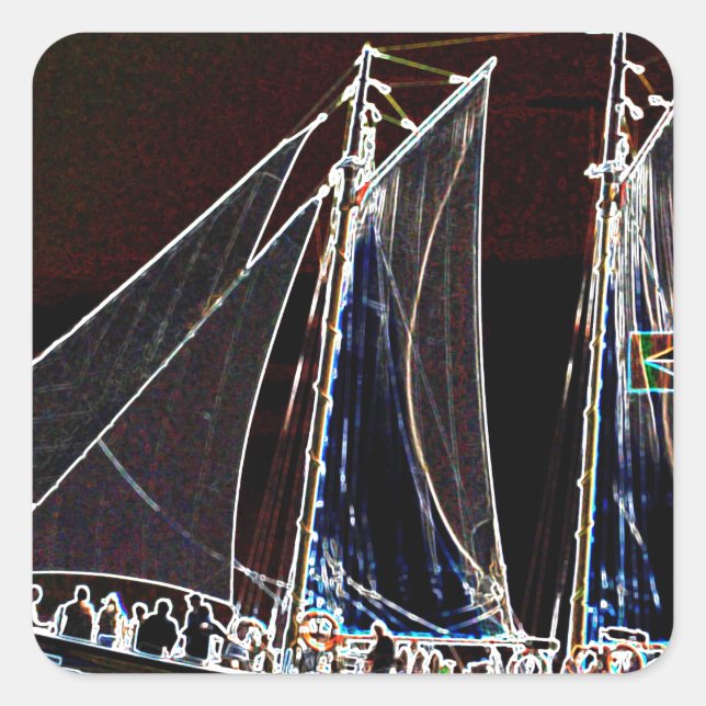Segelboot - Abstraktes Foto Quadratischer Aufkleber (Vorderseite)