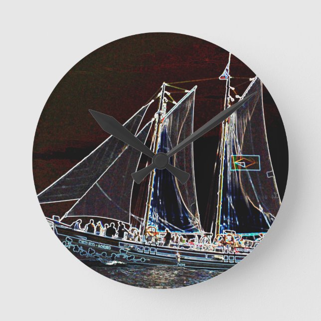 Segelboot - Abstraktes Foto Runde Wanduhr (Vorderseite)