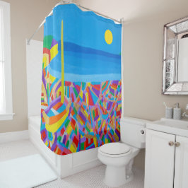 Segelboot am Meer Duschvorhang