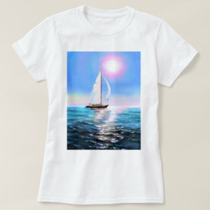 Segelboot am Sunrise T - Shirt - Malerei
