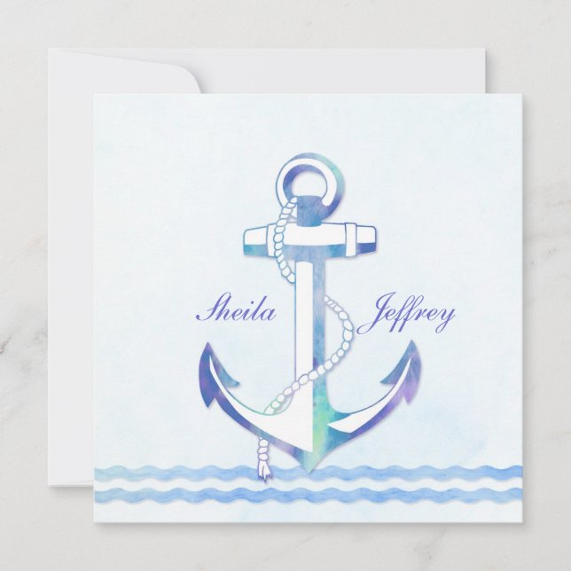 Segelboot Anchor Extravagante Schönheits-Hochzeit Einladung (Vorderseite)