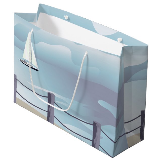 Segelboot Aqua Ocean Lg Geschenktasche Große Geschenktüte (Vorderseite Schrägansicht)