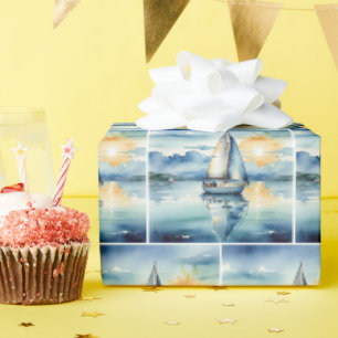 Segelboot Aquarell auf dem Lago Maggiore Geschenkpapier
