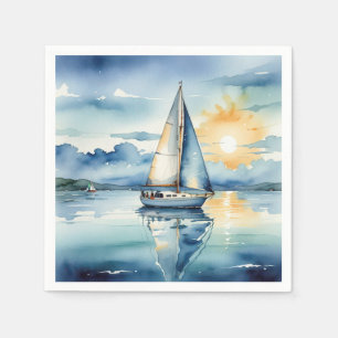 Segelboot Aquarell auf dem Lago Maggiore Serviette