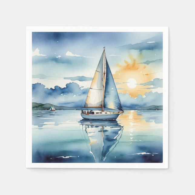Segelboot Aquarell auf dem Lago Maggiore Serviette (Vorderseite)