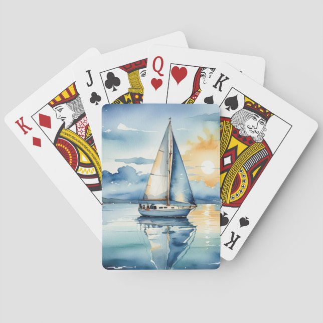 Segelboot Aquarell auf dem Lago Maggiore Spielkarten (Rückseite)