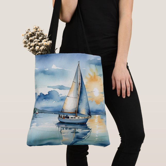 Segelboot Aquarell auf dem Lago Maggiore Tasche (Von Nahem)