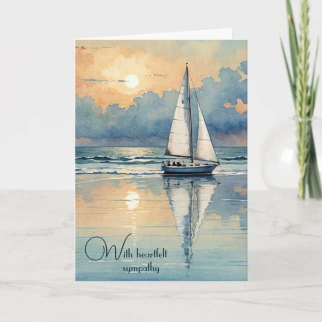 Segelboot Aquarell Auf dem Sonnenuntergang Karte (Vorderseite)