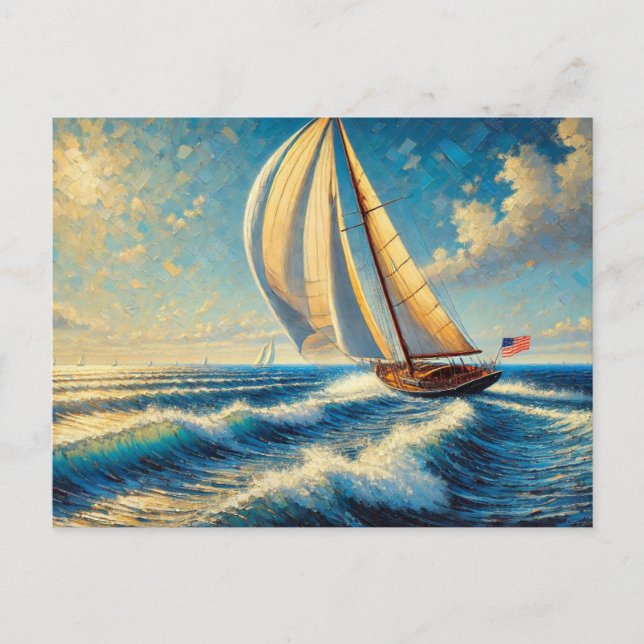 Segelboot auf dem See Michigan Postkarte (Vorderseite)