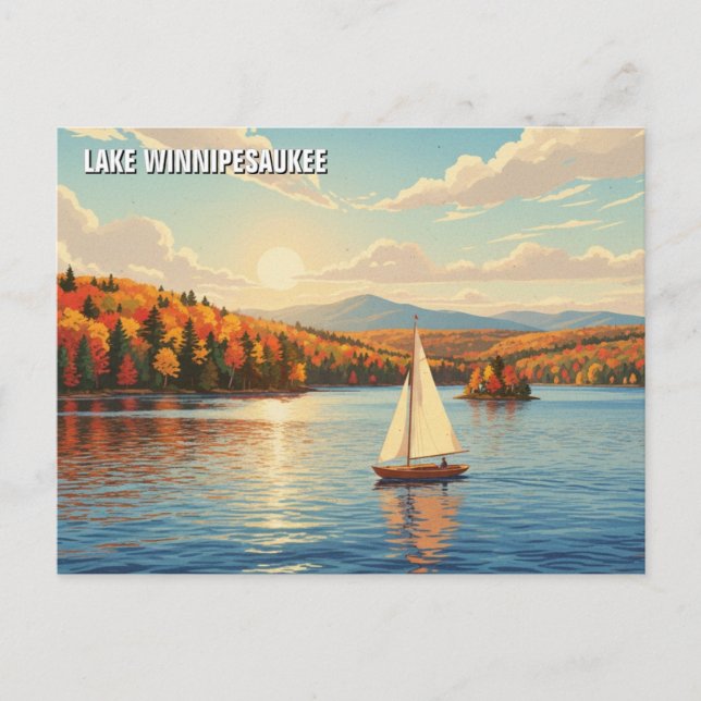 Segelboot auf dem Winnipesaukee-See Postkarte (Vorderseite)
