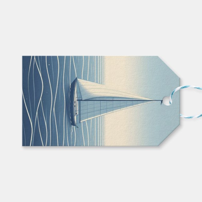 Segelboot auf hoher See Geschenkanhänger (Vorderseite (Horizontal))