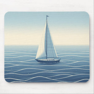 Segelboot auf hoher See Mousepad