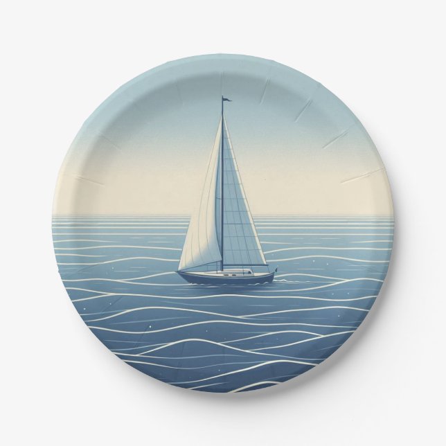 Segelboot auf hoher See Pappteller (Vorderseite)