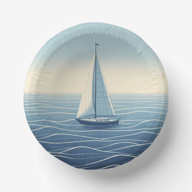 Segelboot auf hoher See Pappteller (Vorderseite)