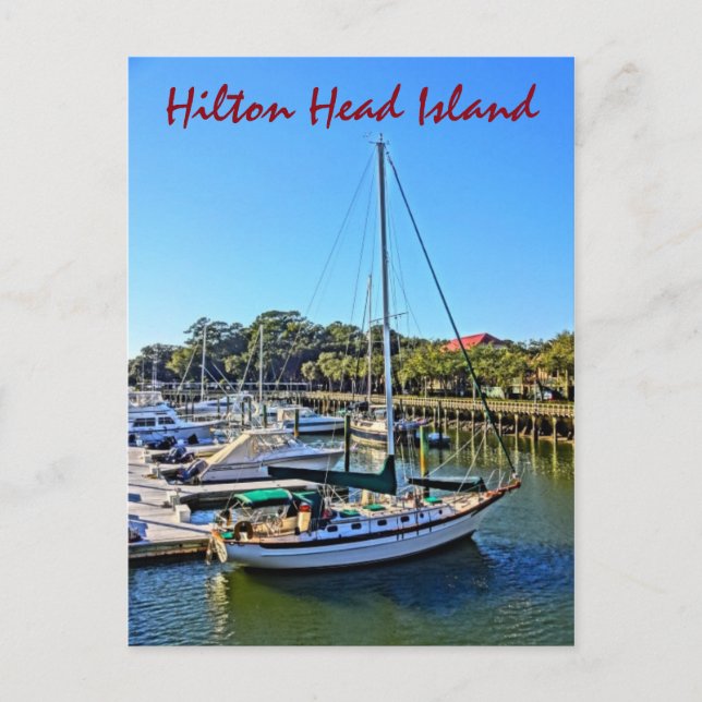 Segelboot auf Shelter Cove Marina Hilton Head Isla Postkarte (Vorderseite)