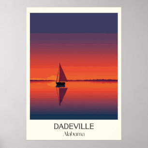Segelboot bei Sonnenuntergang auf dem Dadeville-Se Poster