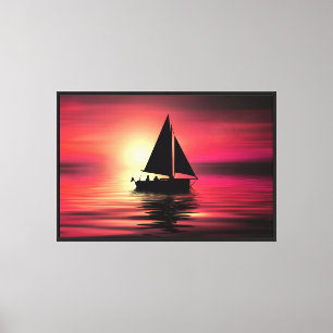 Segelboot bei Sonnenuntergang auf dem Meer Kunstde Leinwanddruck
