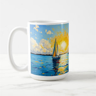 Segelboot bei Sonnenuntergang Kaffeetasse