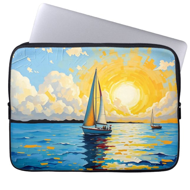 Segelboot bei Sonnenuntergang Laptopschutzhülle (Vorderseite)