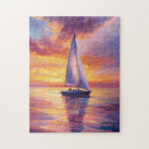 Segelboot bei Sonnenuntergang Malerei