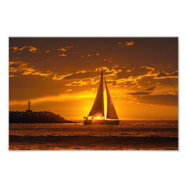 Segelboot bei Sonnenuntergang - Marina Del Rey, CA Fotodruck