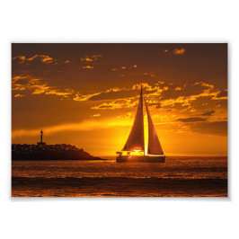 Segelboot bei Sonnenuntergang - Marina Del Rey, CA Fotodruck
