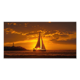 Segelboot bei Sonnenuntergang - Marina Del Rey, CA Fotodruck