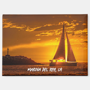 Segelboot bei Sonnenuntergang - Marina Del Rey, CA Magnet