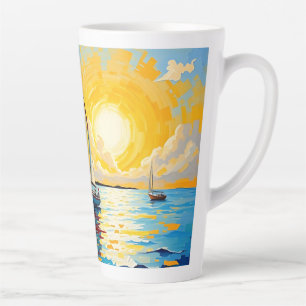 Segelboot bei Sonnenuntergang Milchtasse