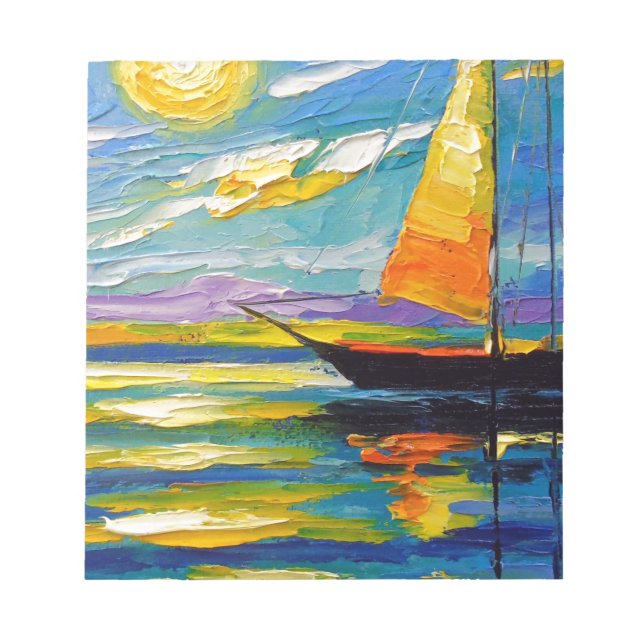 Segelboot bei Sonnenuntergang Notizblock (Vorderseite)