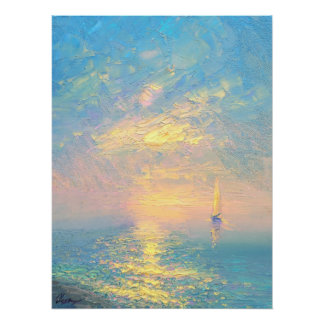 Segelboot bei Sonnenuntergang Poster