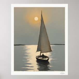 Segelboot bei Sonnenuntergang Poster
