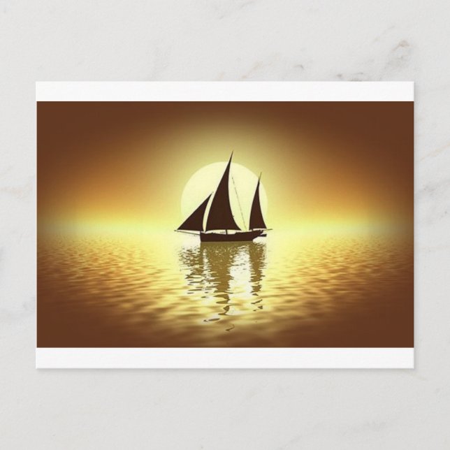 Segelboot bei Sonnenuntergang Postkarte (Vorderseite)