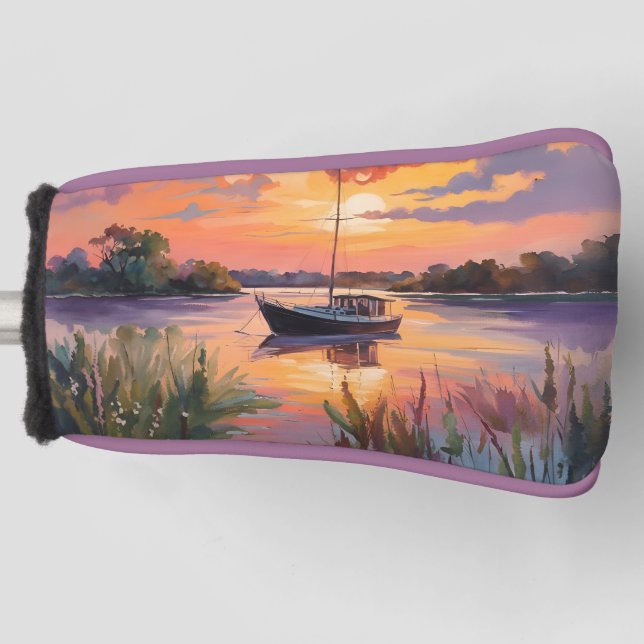 Segelboot bei Sunrise Golf Headcover (Vorderseite)