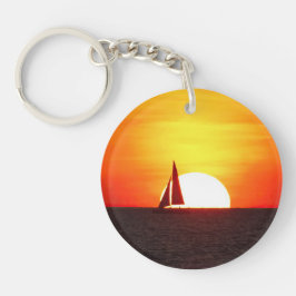 Segelboot bei Sunset Schlüsselanhänger