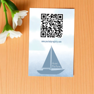 Segelboot Blau Aquarell Jungen Baby Shower Geschen Begleitkarte