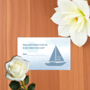 Segelboot Blau Jungen Baby-Party Windel-Raffle Begleitkarte