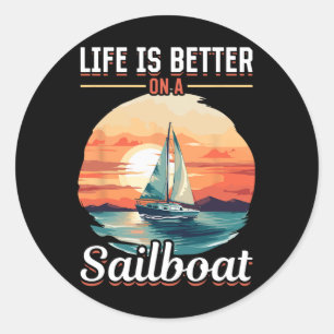 Segelboot Captain Life ist besser auf Runder Aufkleber
