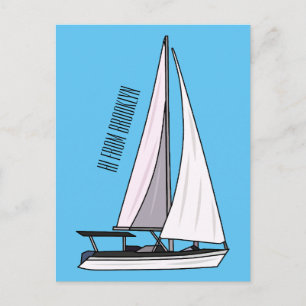 Segelboot Cartoon-Illustration Postkarte