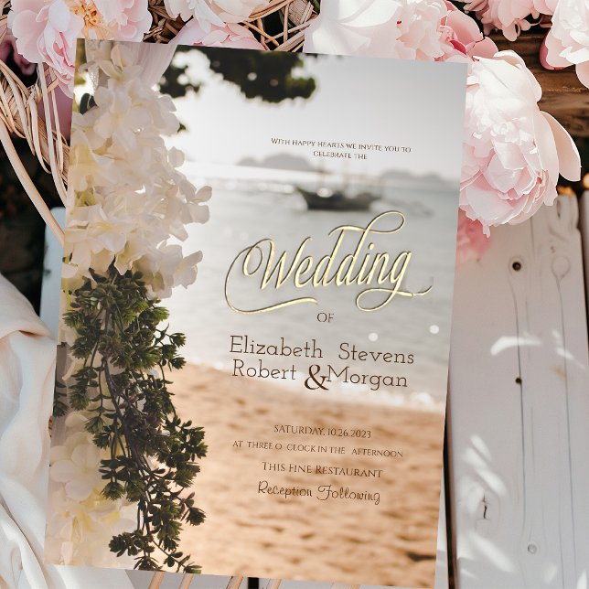Segelboot Chic Blume Beach Hochzeit Einladung (Von Creator hochgeladen)