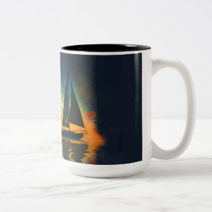 Segelboot des Kuchen-35 Zweifarbige Tasse