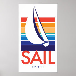 Segelboot Farbe Square_SAIL Tahiti Poster