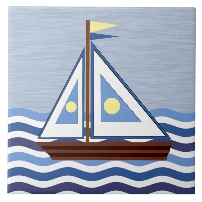 Segelboot Fliese (Vorderseite)