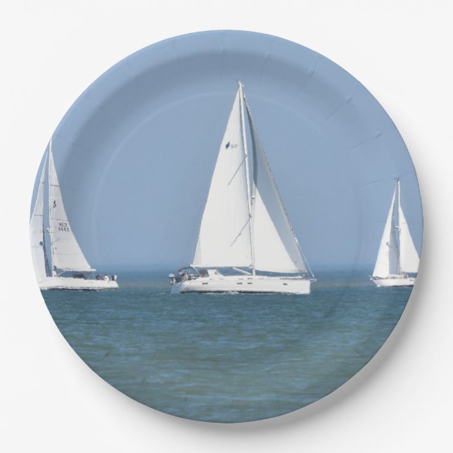 Segelboot-Foto auf PapierTeller (Vorderseite)
