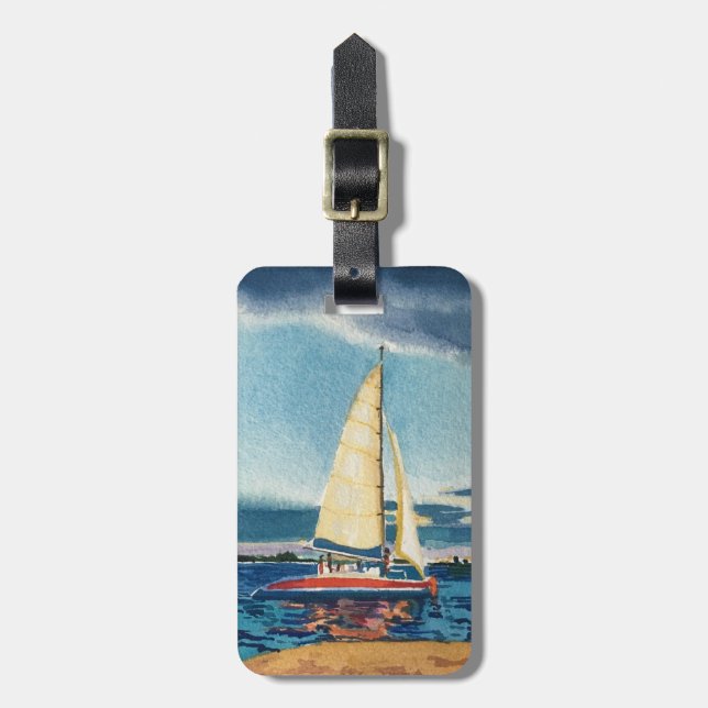 Segelboot-Gepäckanhänger oder Schlüsselkette Gepäckanhänger (Vorderseite vertikal)