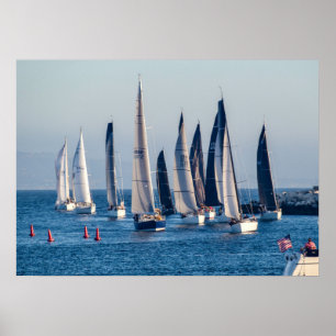 Segelboot Hauptkanal - Marina Del Rey, CA Poster