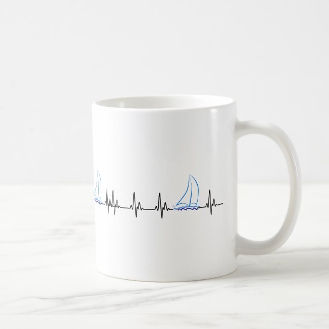 Segelboot Heartbeat Funny Sailboat Kaffeetasse (Rechts)