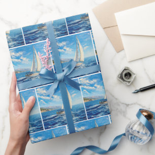 Segelboot-Impasto-Malerei  Geschenkpapier
