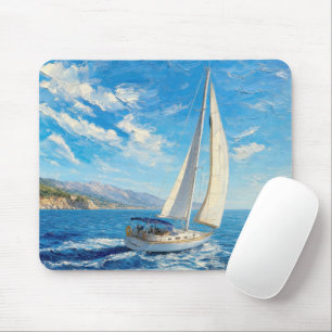 Segelboot-Impasto-Malerei Mousepad