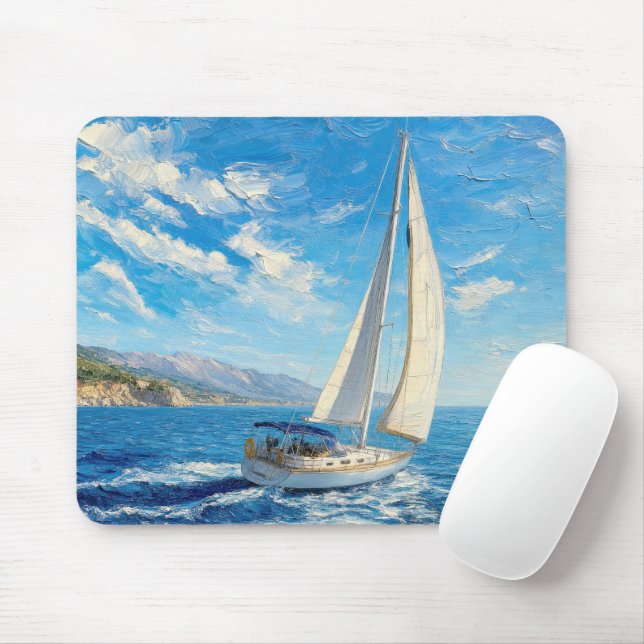 Segelboot-Impasto-Malerei  Mousepad (Mit Mouse)